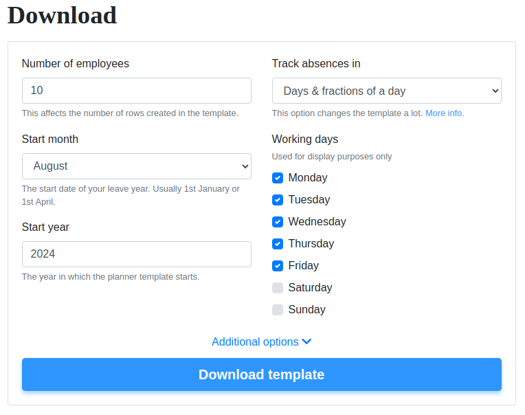 Excel Leave Tracker Template